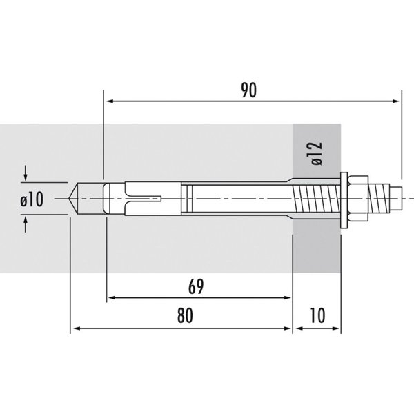 Hailo Professional Bolzenanker Hilti M10x90, Set (3 Stk.) Edelstahl 1.4571