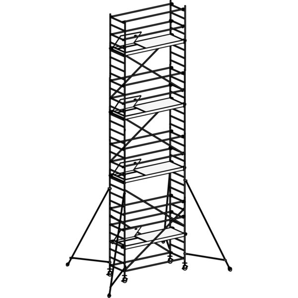 Hymer Fahrgerüst mit Ausleger Bühnenlänge 2,45 m, Rahmenteilbreite 0,80 m, Reichhöhe 9,40 m