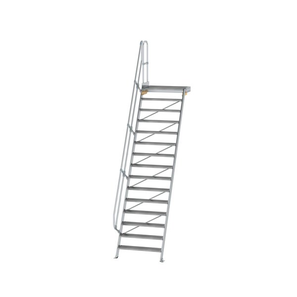 Günzburger Steigtechnik Treppe mit Plattform 60° Stufenbreite 1000 mm 15 Stufen Aluminium geriffelt