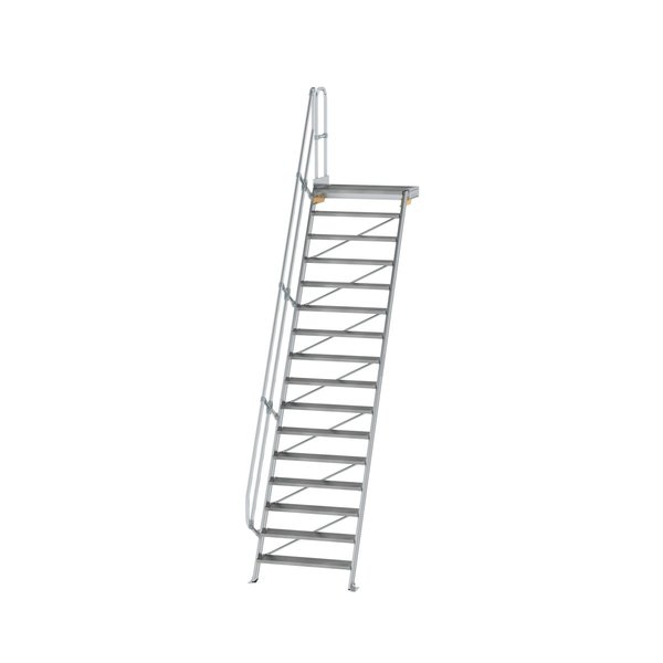 Günzburger Steigtechnik Treppe mit Plattform 60° Stufenbreite 1000 mm 16 Stufen Aluminium geriffelt