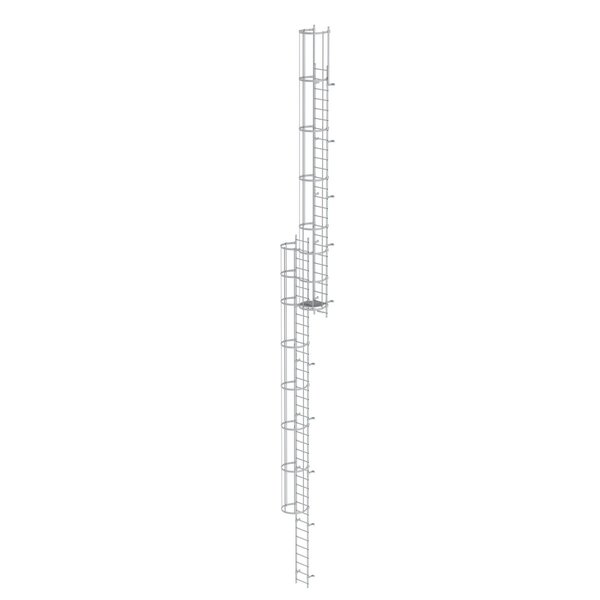 Günzburger Steigtechnik Mehrzügige Steigleiter mit Rückenschutz (Bau) Aluminium eloxiert 17,16m