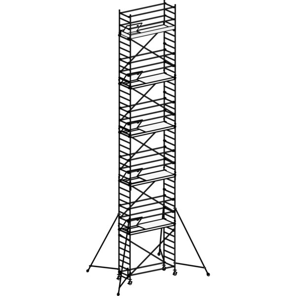Hymer Fahrgerüst mit Ausleger Bühnenlänge 2,45 m, Rahmenteilbreite 0,80 m, Reichhöhe 12,40 m