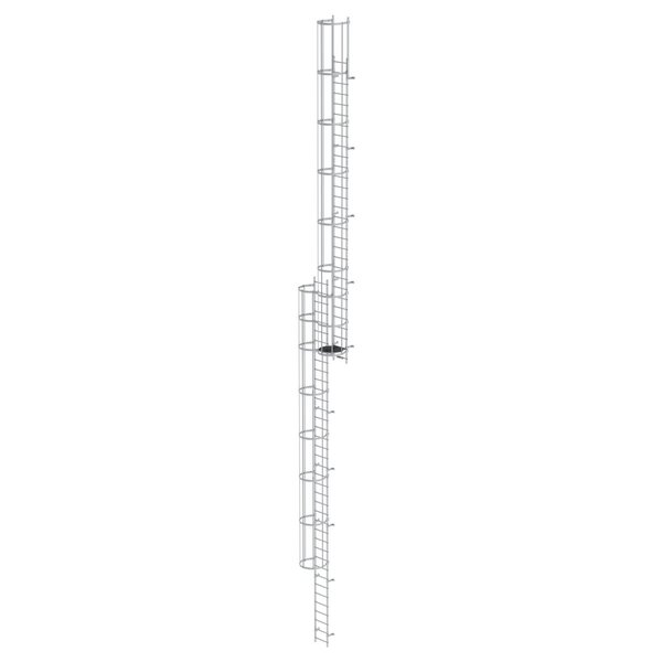 Günzburger Steigtechnik Mehrzügige Steigleiter mit Rückenschutz (Bau) Aluminium eloxiert 18,28m
