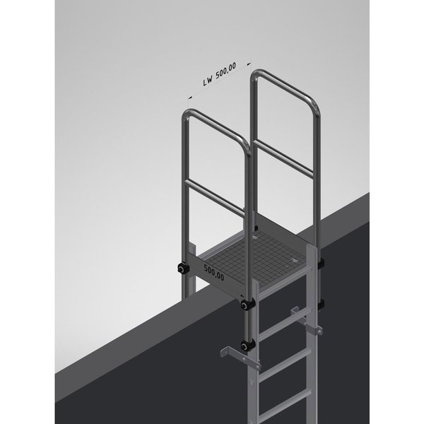 Hailo Professional Attika-Überstieg für Holm 72x25mm, Stahl verzinkt 1.0037 Tiefe 500 mm