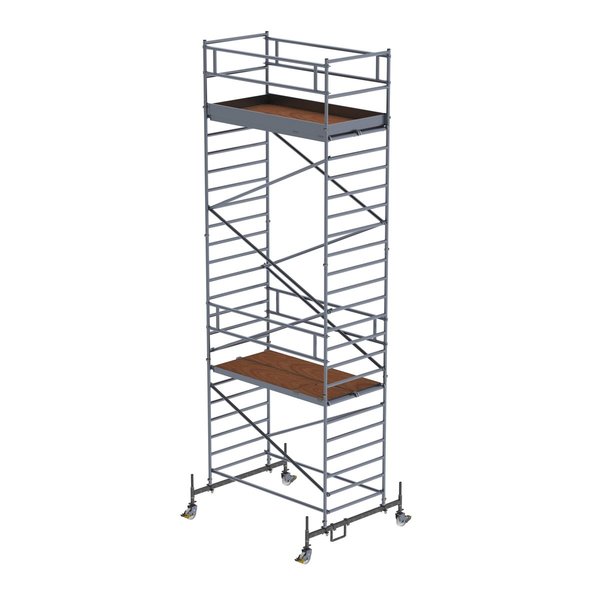 Günzburger Steigtechnik Rollgerüst 1,35 x 2,45 m mit Fahrbalken & Doppel-Plattform Plattformhöhe 6,45 m