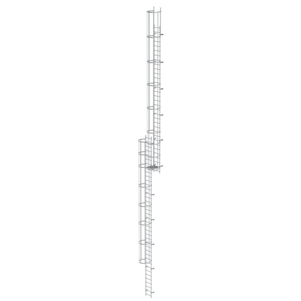 Günzburger Steigtechnik Mehrzügige Steigleiter mit Rückenschutz (Bau) Aluminium eloxiert 19,12m