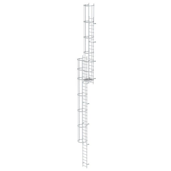 Günzburger Steigtechnik Mehrzügige Steigleiter mit Rückenschutz (Bau) Aluminium blank 14,64m