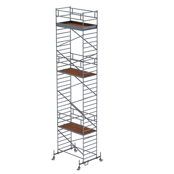 Günzburger Steigtechnik Rollgerüst 1,35 x 2,45 m mit Fahrbalken & Doppel-Plattform Plattformhöhe 9,45 m