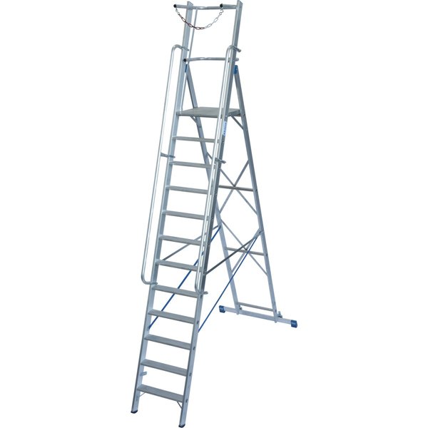 Krause STABILO Stufen-StehLeiter mit großer Plattform und Sicherheitsbügel 12 Stufen