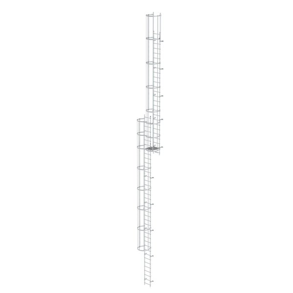 Günzburger Steigtechnik Mehrzügige Steigleiter mit Rückenschutz (Bau) Aluminium blank 17,16m