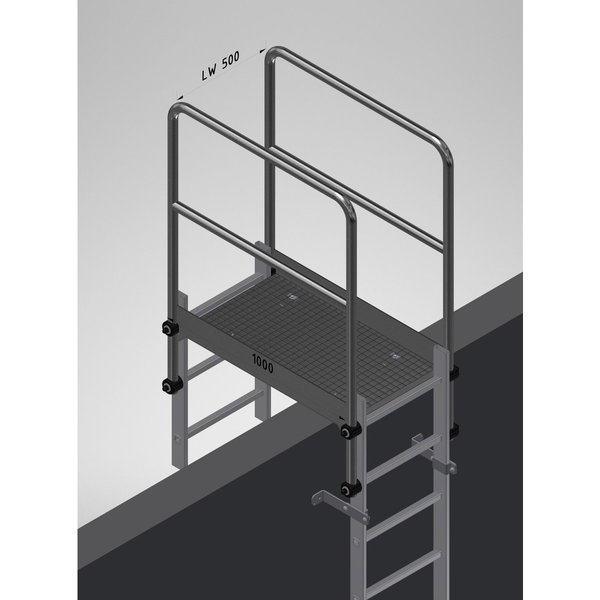 Hailo Professional Attika-Überstieg für Holm 72x25mm, Stahl verzinkt 1.0037 Tiefe 1000 mm