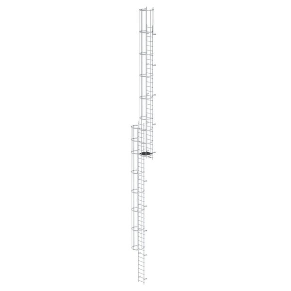 Günzburger Steigtechnik Mehrzügige Steigleiter mit Rückenschutz (Bau) Aluminium blank 18,28m