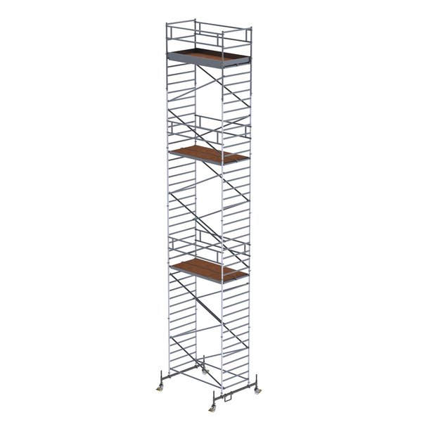 Günzburger Steigtechnik Rollgerüst 1,35 x 2,45 m mit Fahrbalken & Doppel-Plattform Plattformhöhe 11,45 m