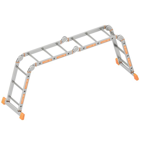 Layher Kofferraumleiter TOPIC 4x3 Sprossen; Aluminiumleiter klappbar und universell einsetzbar, Länge 3.43 m