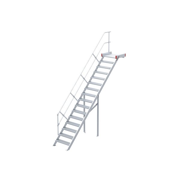 Euroline Podesttreppe 45 Grad, 600 mm Stufenbreite 1 Treppen-/Podestgeländer 16 Stufen