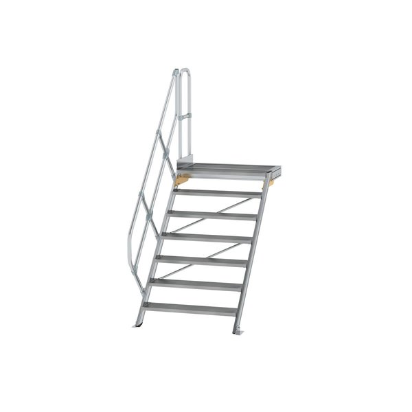 Günzburger Steigtechnik Treppe mit Plattform 45° Stufenbreite 1000 mm 7 Stufen Aluminium geriffelt