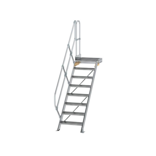 Günzburger Steigtechnik Treppe mit Plattform 45° Stufenbreite 600 mm 8 Stufen Aluminium geriffelt