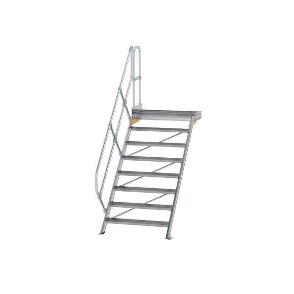 Günzburger Steigtechnik Treppe mit Plattform 45° Stufenbreite 1000 mm 8 Stufen Aluminium geriffelt