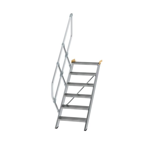 Günzburger Steigtechnik Treppe 45° Stufenbreite 600 mm 6 Stufen Aluminium geriffelt