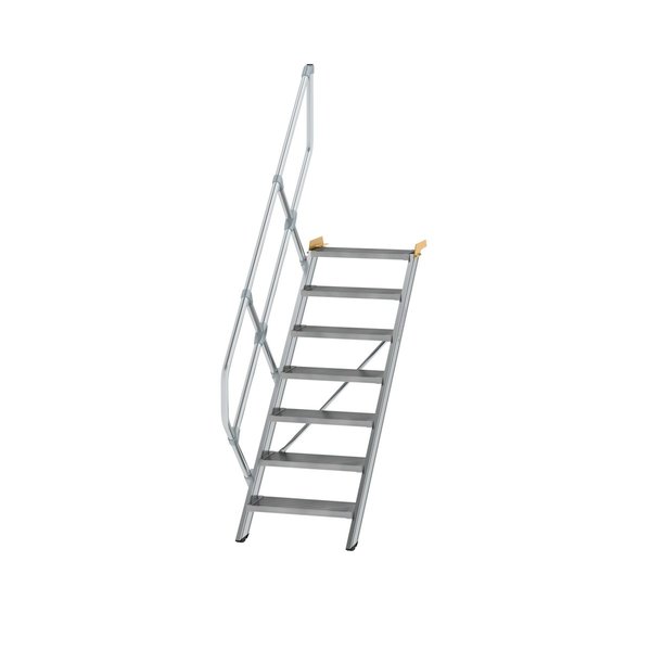 Günzburger Steigtechnik Treppe 45° Stufenbreite 600 mm 7 Stufen Aluminium geriffelt
