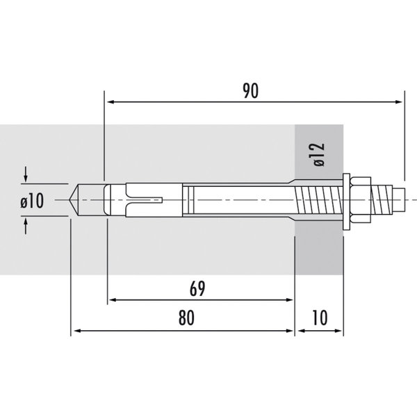 Hailo Professional Bolzenanker Hilti M10x90, Set (3 Stk.) Stahl feuerverzinkt 1.0037