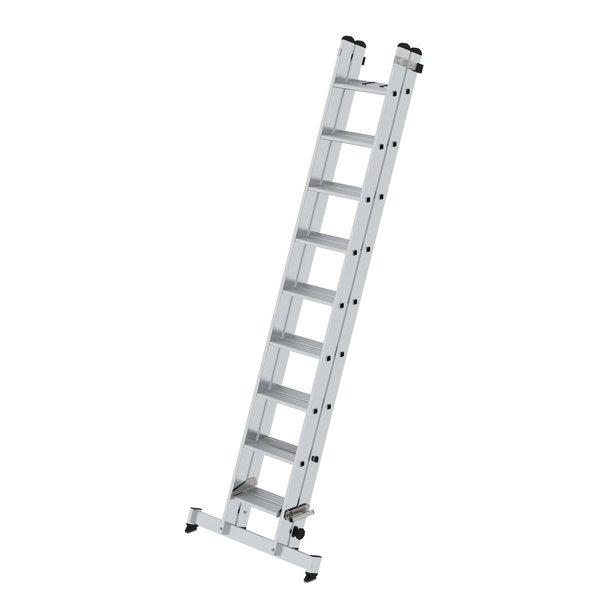 Günzburger Steigtechnik Stufen-Schiebeleiter 2-teilig mit nivello®-Traverse 2x9 Stufen
