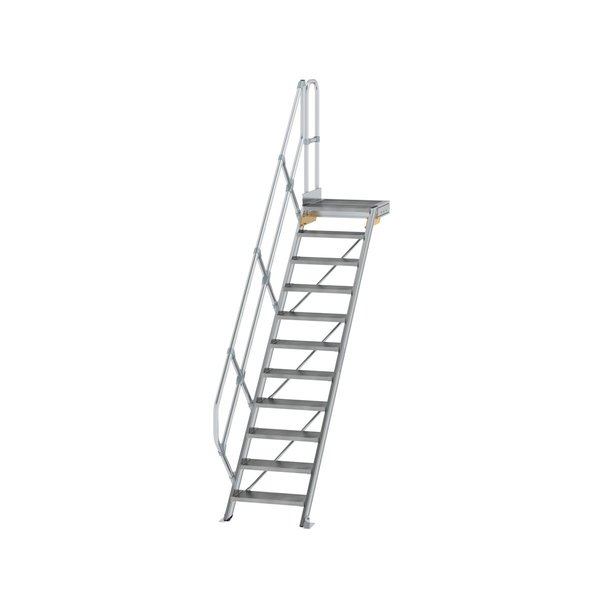 Günzburger Steigtechnik Treppe mit Plattform 45° Stufenbreite 600 mm 11 Stufen Aluminium geriffelt