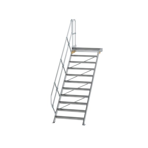 Günzburger Steigtechnik Treppe mit Plattform 45° Stufenbreite 1000 mm 11 Stufen Aluminium geriffelt