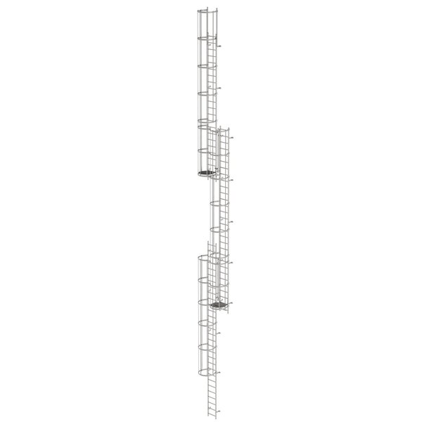 Günzburger Steigtechnik Mehrzügige Steigleiter mit Rückenschutz (Maschinen) Edelstahl 18,84m