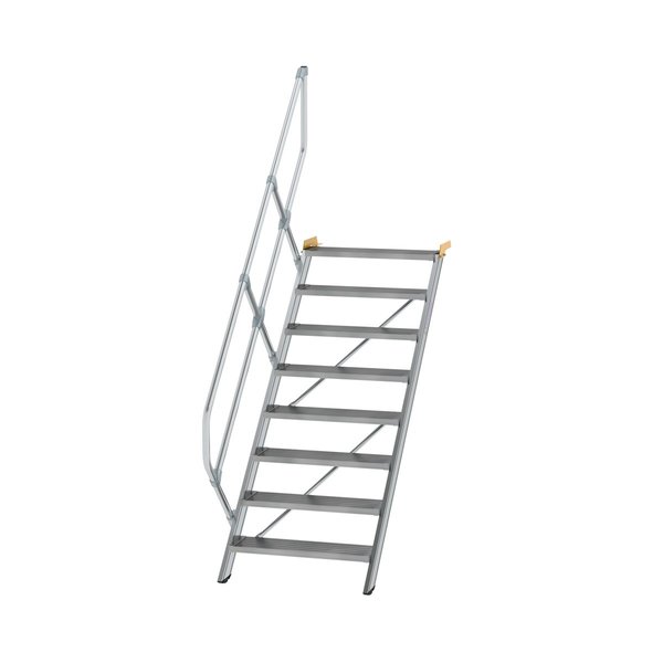Günzburger Steigtechnik Treppe 45° Stufenbreite 800 mm 8 Stufen Aluminium geriffelt