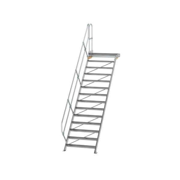 Günzburger Steigtechnik Treppe mit Plattform 45° Stufenbreite 1000 mm 14 Stufen Aluminium geriffelt