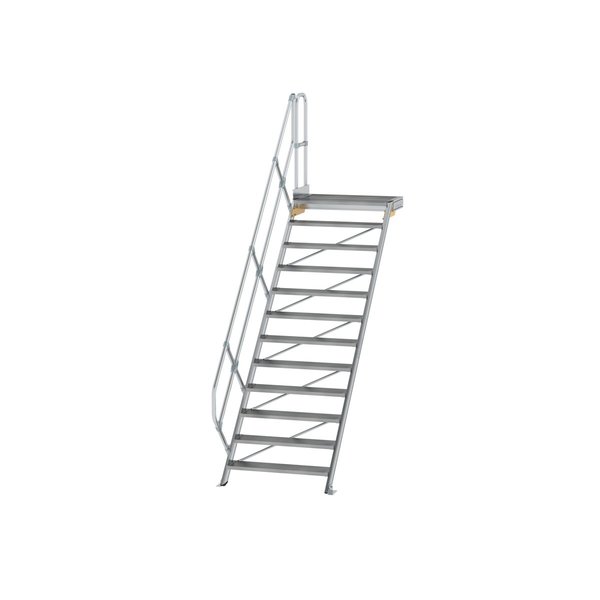 Günzburger Steigtechnik Treppe mit Plattform 45° Stufenbreite 1000 mm 12 Stufen Aluminium geriffelt