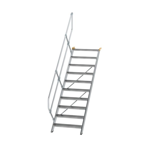 Günzburger Steigtechnik Treppe 45° Stufenbreite 800 mm 10 Stufen Aluminium geriffelt