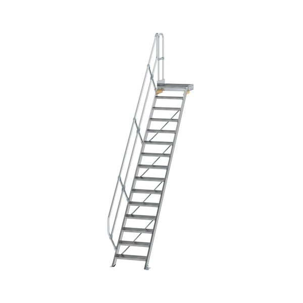 Günzburger Steigtechnik Treppe mit Plattform 45° Stufenbreite 600 mm 15 Stufen Aluminium geriffelt