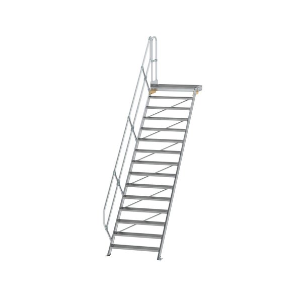 Günzburger Steigtechnik Treppe mit Plattform 45° Stufenbreite 1000 mm 15 Stufen Aluminium geriffelt