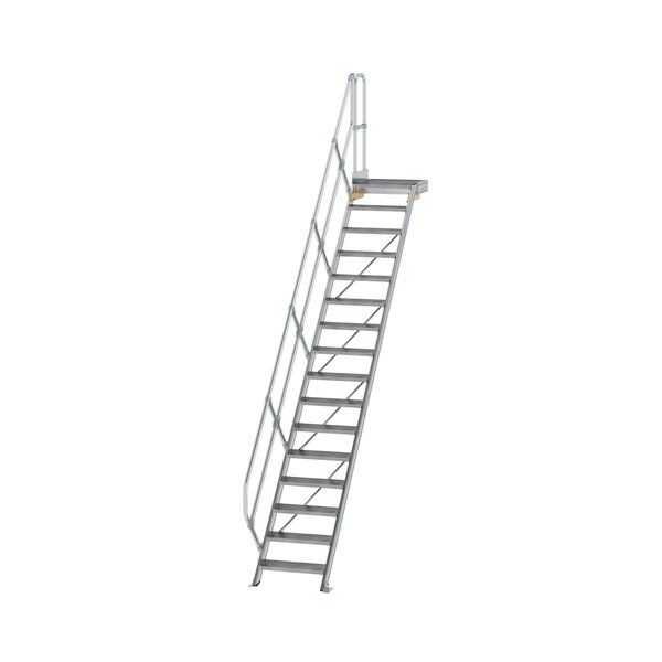 Günzburger Steigtechnik Treppe mit Plattform 45° Stufenbreite 600 mm 16 Stufen Aluminium geriffelt