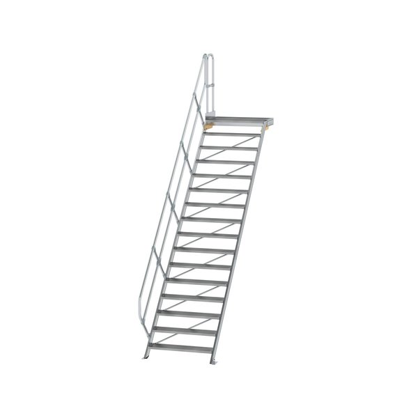 Günzburger Steigtechnik Treppe mit Plattform 45° Stufenbreite 1000 mm 16 Stufen Aluminium geriffelt