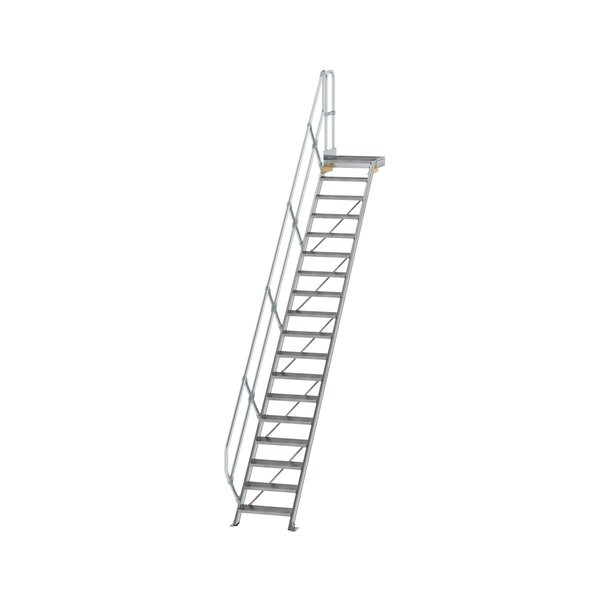 Günzburger Steigtechnik Treppe mit Plattform 45° Stufenbreite 600 mm 17 Stufen Aluminium geriffelt